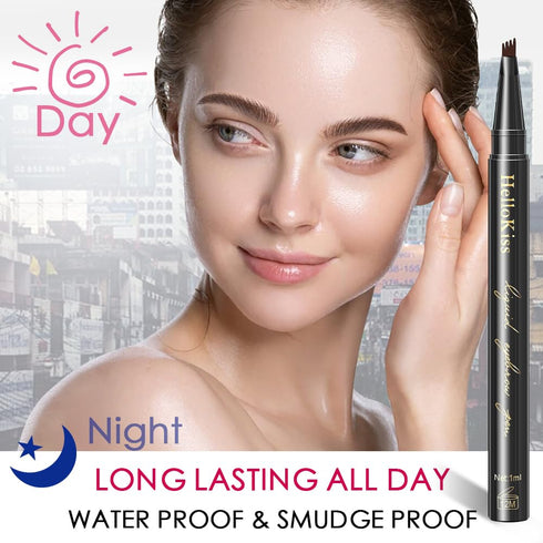 Eyebrow Pencil Dark Brown, Waterproof Microblade Pen, Smudge Proof Long Lasting Brow Marker