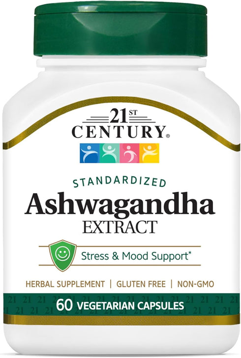 21st Century Healthcare Ashwagandha Extract, 500 mg, 60 Capsules for Wellness