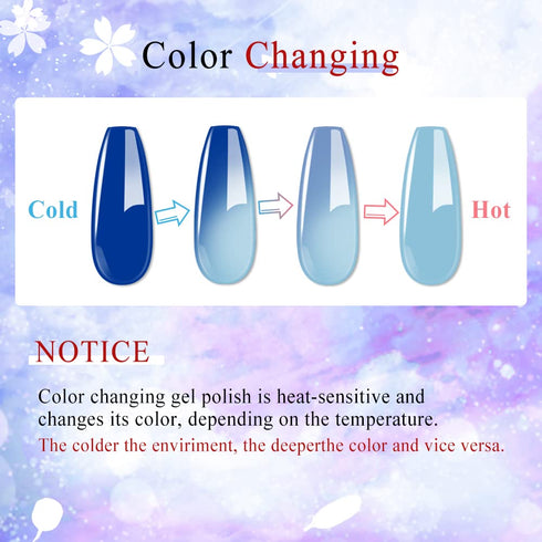 MIZHSE Mood Temperature Color Changing Nail Polish Set, Glow in the Dark Gel Polish, 8 Colors for Nail Art DIY
