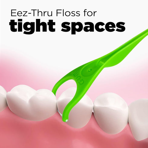 GUM Angled Floss Picks, Extra Strong Dental Flossers for Adults, Fresh Mint Flavor, 75ct