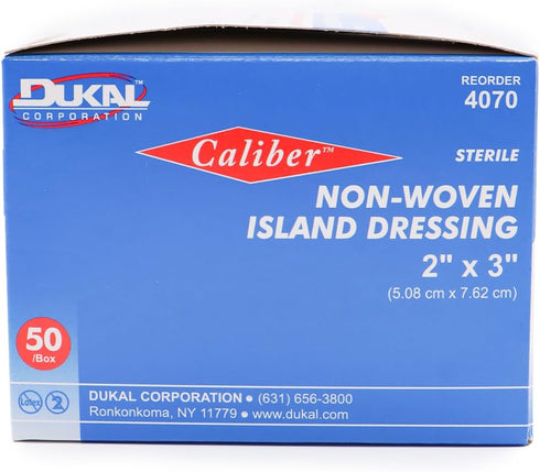 Dukal White Nonwoven Island Dressing Sterile, 2 x 3, 50 per Box