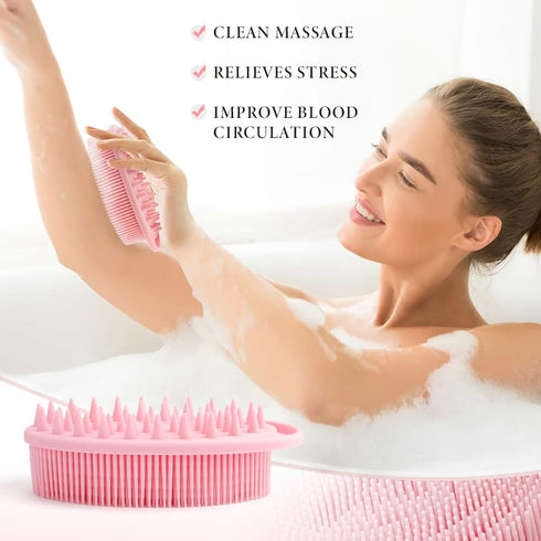 Silicone Body Scrubber, 2 Pcs Exfoliating Shower Scrubber, 2 in 1 Silicone Brush for All Skin Men Women Kids