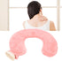 Jauarta U Shaped Hot Water Bottle Warm Neck Soft Rubber Hot Water Bag with Detachable Cloth Cover (Flesh Red)