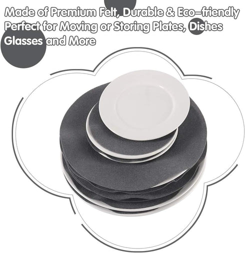 Soft Felt Plate Protectors, Set of 30 with 2 Different Sizes, Dish Protectors Pads for Cookware Storage