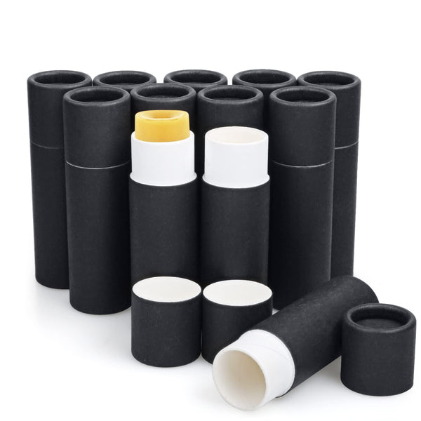 12 Pcs 0.3 oz Paperboard Lip Balm Tubes, Push-Up Style, Biodegradable Round Solid Perfume Lotion Lip Gloss Container -