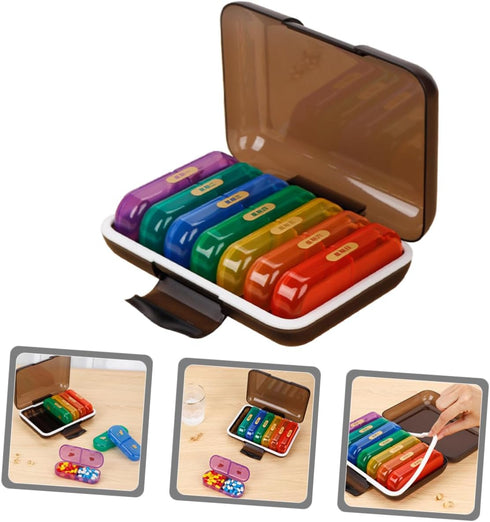 minkissy Portable Weekly Pill Organizer Multi-Color Medicine Case with Compartments for Travel Easy to Use Durable