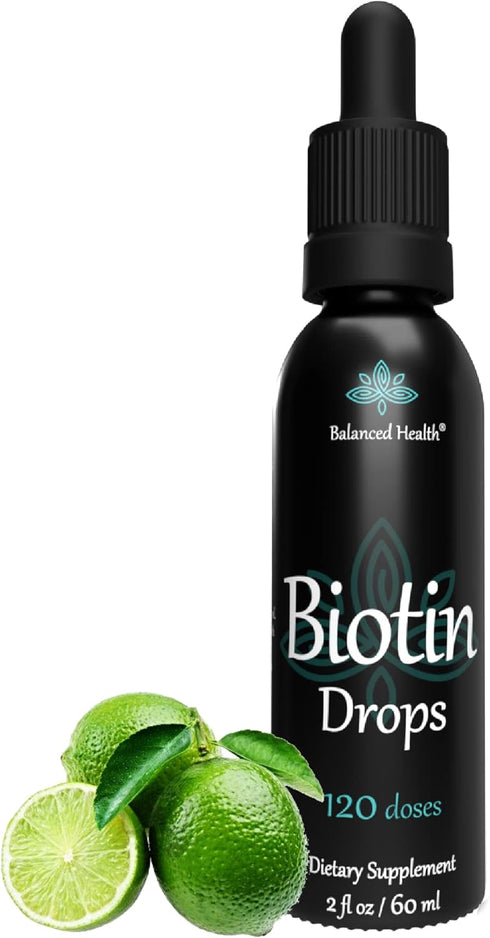 Biotin Drops, 120 Servings, 2oz - Lemon Flavor for Healthy Hair Skin and Nails