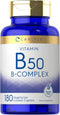 Carlyle Vitamin B50 Complex, 180 Caplets, Vegetarian, Non-GMO, Gluten Free