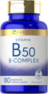 Carlyle Vitamin B50 Complex, 180 Caplets, Vegetarian, Non-GMO, Gluten Free