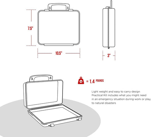 KC-25PP 25 157 10x7x3 inches Primacare Person Compact First Aid Kit with Pieces Emergency Medical Supplies, Portable