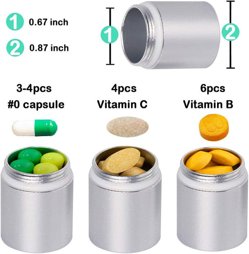 EFFIET 3 Packs Portable Keychain Pill Holder Case - Metal Pocket Emergency Container, Mixed Color for Daily Supplement