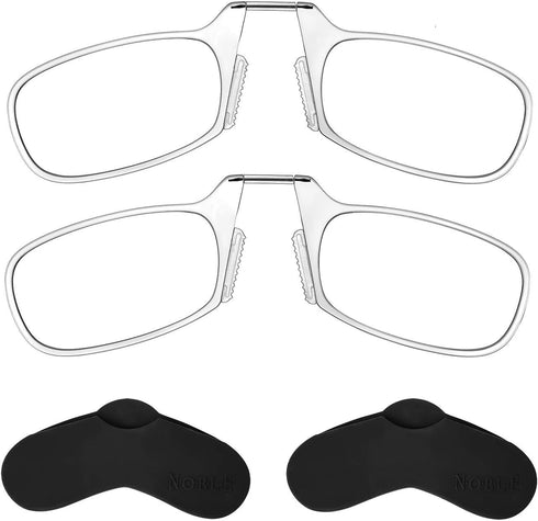 Noble Ultra Slim and Flat Reading Glasses, Thin and Flexible Armless (2 Pairs), Pocket Size Readers with Silicone Case