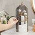 Makeup Brush Organizer with Lid, 360° Rotating Clear Dustproof Storage, Cup Pen Holder for Vanity Bathroom (Clear Black