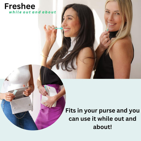 Freshee 5 in 1 Disposable Mini Toothbrush with Toothpaste, Floss, Pick, Tongue Scraper, Travel Size, Mint