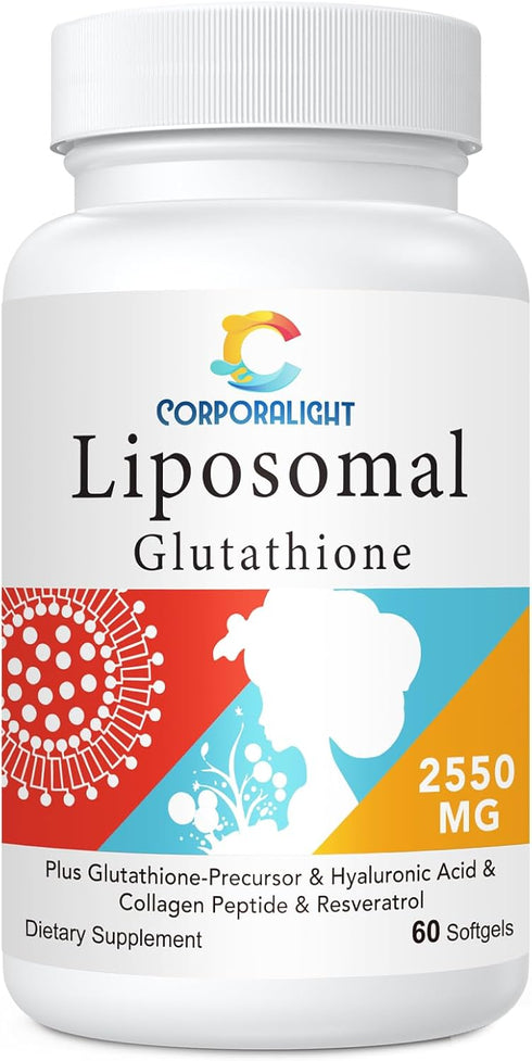 Liposomal Glutathione Softgel 2550mg, 60 Softgels for High Absorption, Master Antioxidant for Aging Defense, Made in USA