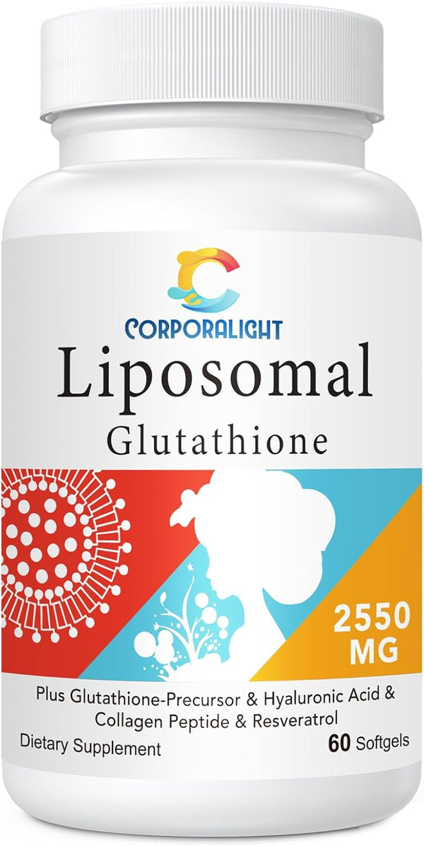 Liposomal Glutathione Softgel 2550mg, 60 Softgels for High Absorption, Master Antioxidant for Aging Defense, Made in USA
