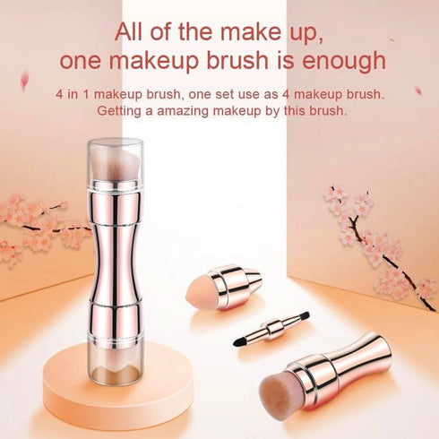 Bling Toman 4 in 1 Makeup Brushes Set - Mini Makeup Brush for Eyeshadow, Eye, Lip, Face, Concealing, Blush (Rose Gold)