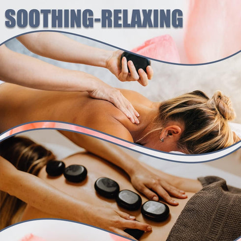 Hot Stones for Massage - 6 Pcs Basalt Massage Stones, Tools for Home Spa, Muscle Relaxation for Back, Neck, and More
