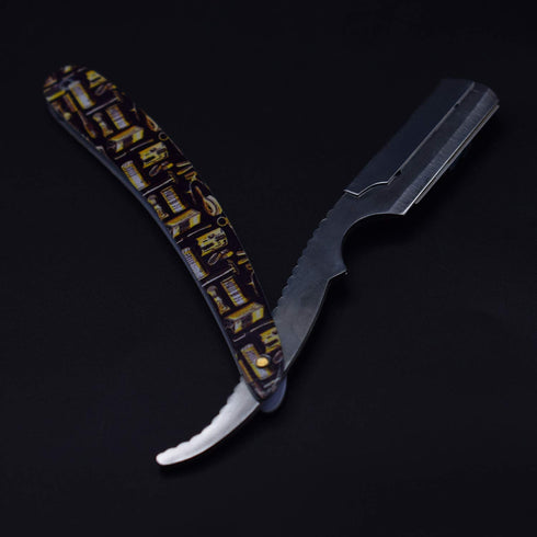 Professional Barber Straight Edge Razor, Stainless Steel Safety Blade for Close Shaving, Includes 10 Sharp Blades