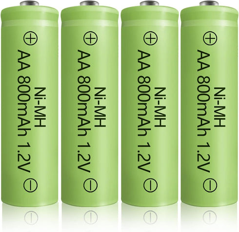 JINTION Solar Rechargeable Ni-MH AA Batteries, 800 mAh, 4 Pack