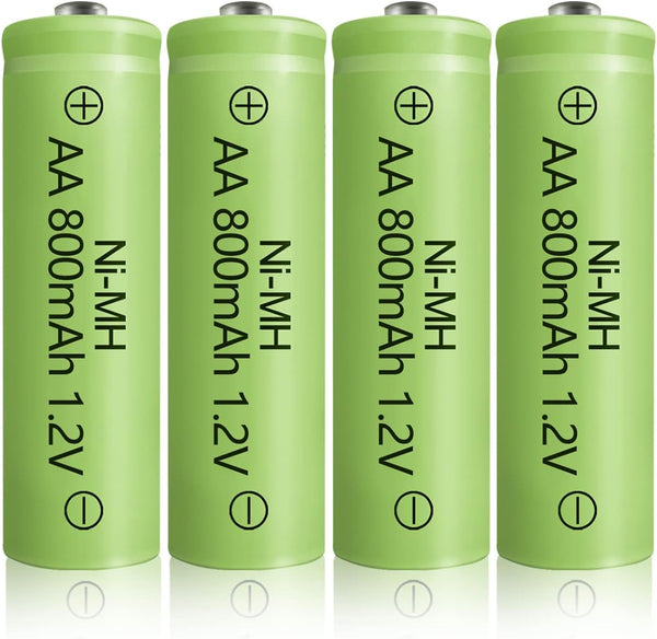 JINTION Solar Rechargeable Ni-MH AA Batteries, 800 mAh, 4 Pack