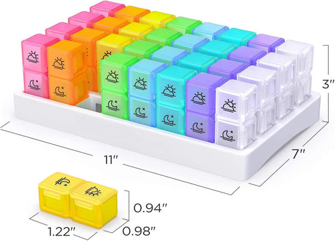 MAOTAO 2 Monthly Pill Case Times A Day, Daily Pill Box Organizer Large Capacity Pill Holder Morning and Night, Portable
