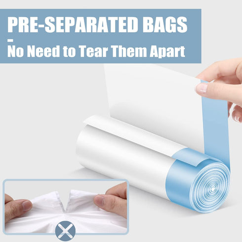 57 Count Small Trash Bags, 4 Gallon Tear-Free Unscented White Drawstring Garbage Bags for Bathroom