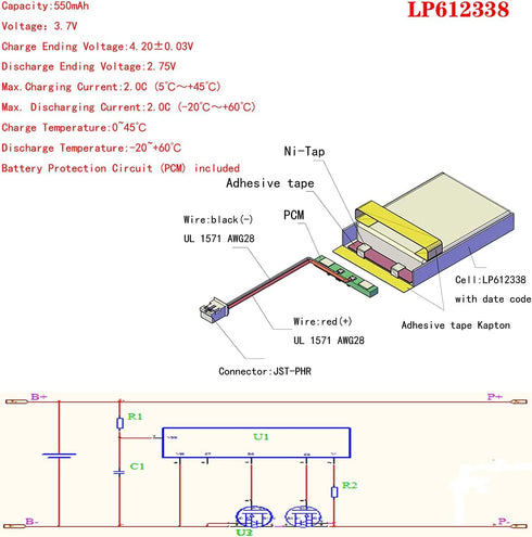 Liter energy battery 3.7V 550mAh 612338 Lipo Battery Rechargeable Lithium ion Polymer Battery Lithium Polymer ion
