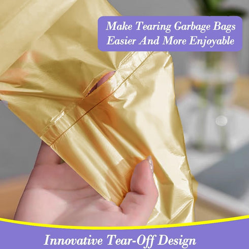 3 Gallon Small Gold Trash Bags, 180pcs, Fit 2.6-3.2 Gal, Strong Plastic Garbage Bags for Bathroom Bin Liners