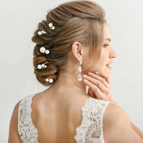 inSowni 18 Pack Gold Flower Bridal Wedding Hair Side Combs+U-shaped Pearls Hair Pins Hair Pieces Headpieces Accessories for Brides Bridesmaids Women Girls