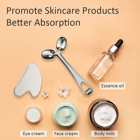 Yeamon Face Massager - Metal Face Roller Gua Sha Massage Tool for Skin Care, Facial Roller for Women