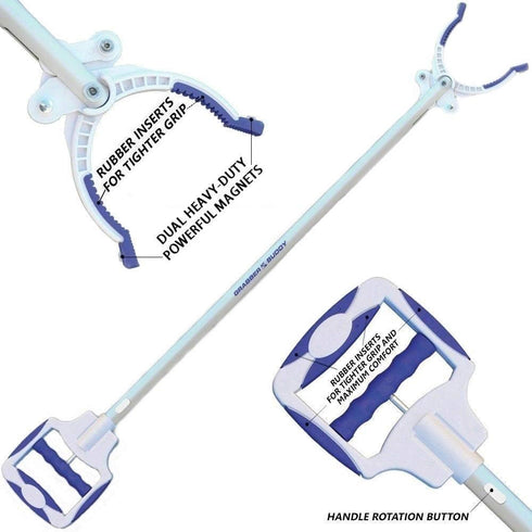 Grabber Buddy Innovative Reacher Tool, White, Blue, Aluminum, 48 Inch