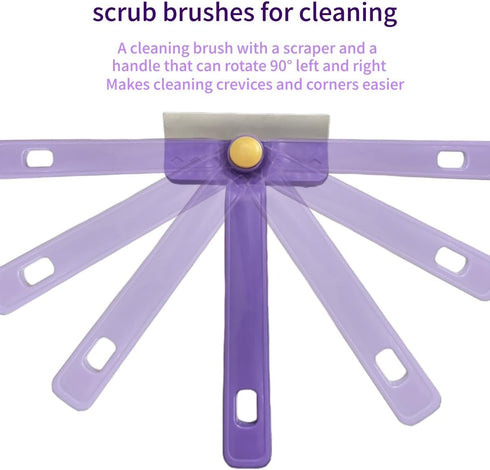 Oiyaku Lightweight Scraper Cleaning Brush with Hard Bristles and Built-in Garbage Holder, Multi-Surface Cleaner
