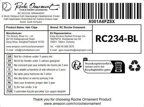 RC ROCHE ORNAMENT 6 Pcs Bun Maker Hair Clip, Side Slide Bun Round Dome Comb Clamp, Large Black