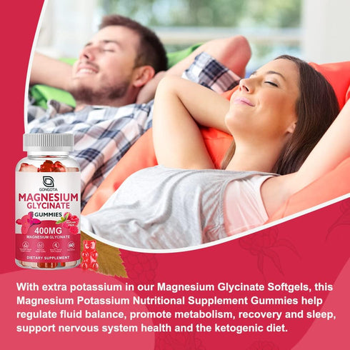 Magnesium Glycinate Gummies 400 mg with 100 mg Magnesium L-Threonate, Supports Calm, Sleep, Memory, 120 Gummies