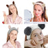 AHONEY Animals Ears Headbands - Cute Fuzzy Skincare Headband for Washing Face, Coral Fleece Hair Band (4Pcs)