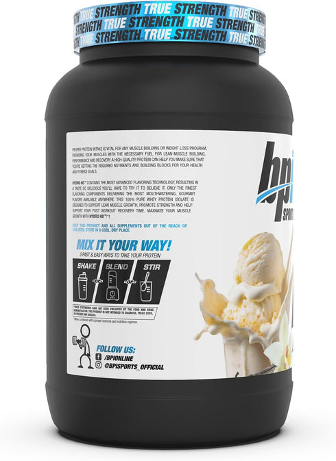 BPI Sports Hydro HD - 100% Hydrolyzed Whey Protein Powder - Muscle Growth, Recovery, 25g of Protein, Low Carb, Low