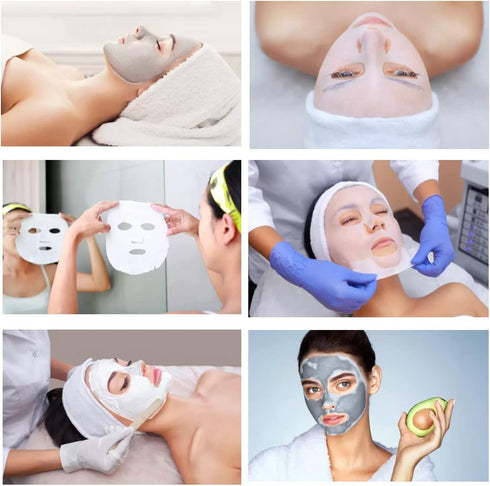 Pure Cotton Facial Mask Paper, Natural Spa Skin Care Pre-cut Facial Sheet Mask (100 Pcs)