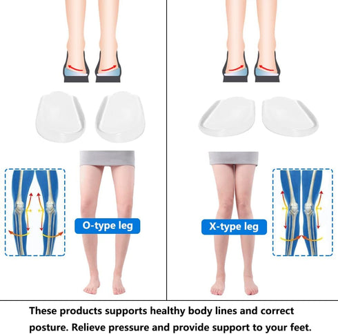 Medial & Lateral Heel Wedge Silicone Insoles, Supination & Pronation Corrective Gel Adhesive Shoe Inserts for Foot