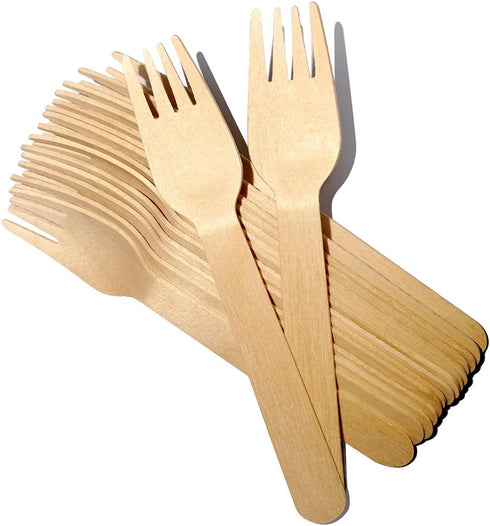 100 PCS Disposable Wooden Forks, Eco-friendly Cutlery for Parties, Picnics, Weddings, Camping