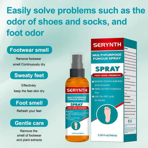 SERYNTH Odor100ML Foot And Shoe Spray Antifungal,Foot Fungus Spray,Athlete Foot Spray,Itchy Feet Treatment,Foot Treat