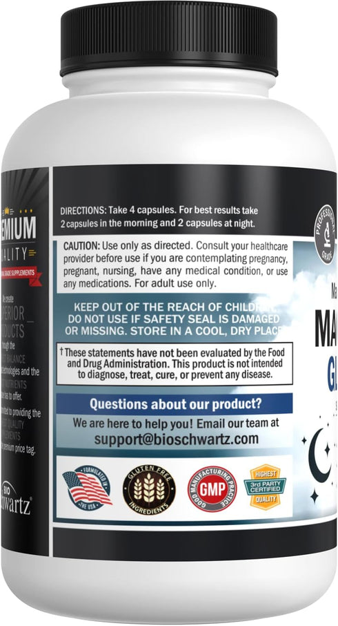 Magnesium Glycinate 500mg Capsules, 120 Mini Caps, Vegan Safe, Maximum Absorption Supplement for Nerves, Muscles