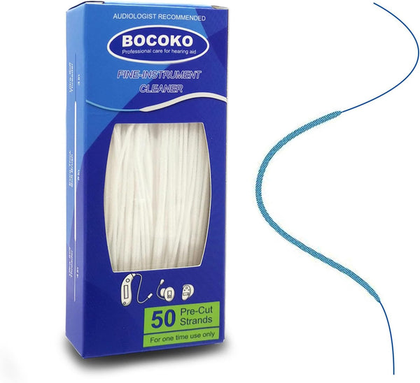 50 Count Hearing Aid Cleaner Ready-to-Use Stands, Effective Thread-Fine Instrument Cleaning Kits for Hearing Devices