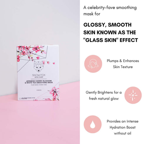 Snow Fox Japanese Cherry Blossom & White Tea Smoothing Mask, 1 Pack for Smooth, Bright Skin Texture