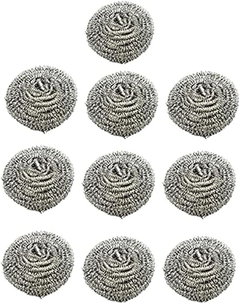 10 Packs Stainless Steel Sponge Scrubber Set, Metal Scouring Pad for Cookware Cleaning
