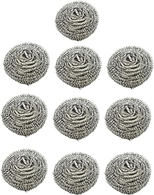 10 Packs Stainless Steel Sponge Scrubber Set, Metal Scouring Pad for Cookware Cleaning