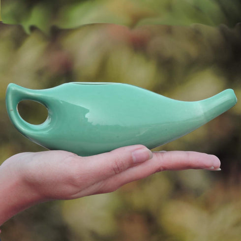 HealthGoodsIn Ceramic Neti Pot for Sinus, Premium Grade, Dishwasher Safe, Turquoise Color