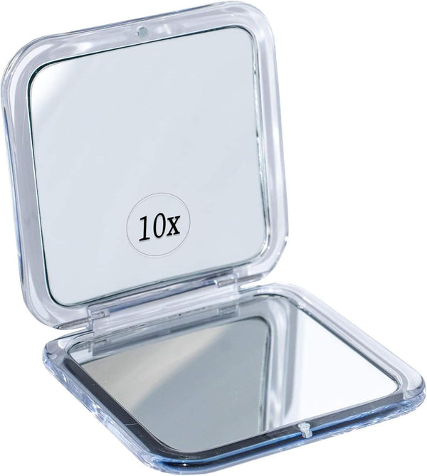 MIRRORVANA 10X Magnifying Makeup Mirror - Mini, 10X/1X Double Sided, Portable Handheld Compact Mirror for Women's Makeup