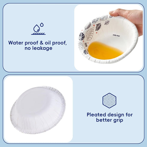 JOLLY CHEF 156 Count Paper Bowls - 12 oz Soak Proof and Cut Proof Microwave Safe Heavy Duty Disposable Bowls