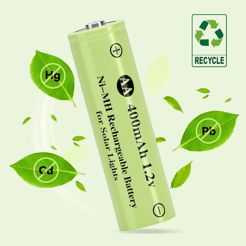 Hronn 400mAh 12Pack Controls(12PACK) Solor Rechargeable Ni-MH AA Bettery Double A for Outdoor Solor Light,Pathway